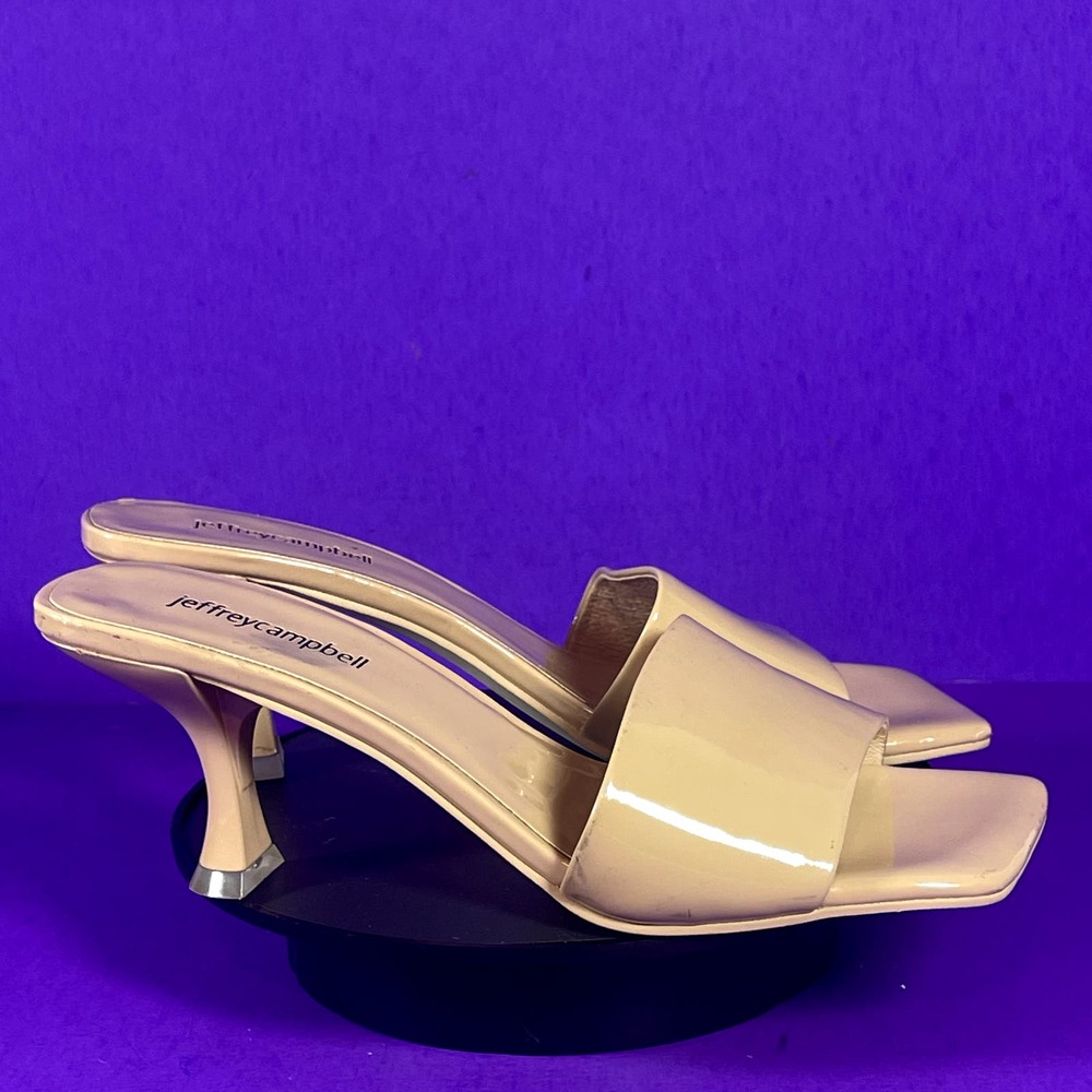 Jeffrey Campbell Beige Patent Mules